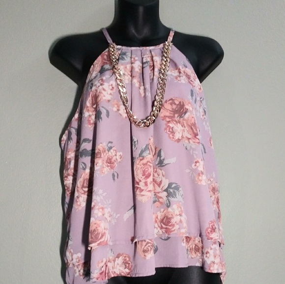 Stella Tweed Floral Print Tank Top NWOT Size Large - Picture 2 of 5